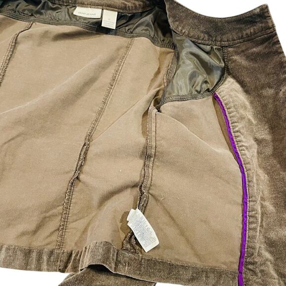 DKNY Jeans Women's Brown Velvet Button Down Stretch Jacket - Picture 5 of 7
